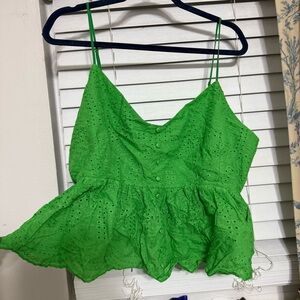 ARULA Bright Green Eyelet Camisole